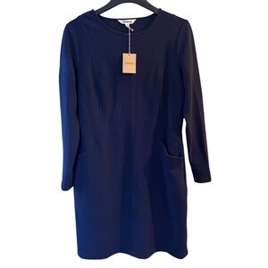 Boden Navy Sheath Dress Pockets Long Sleeve NWT Size 12